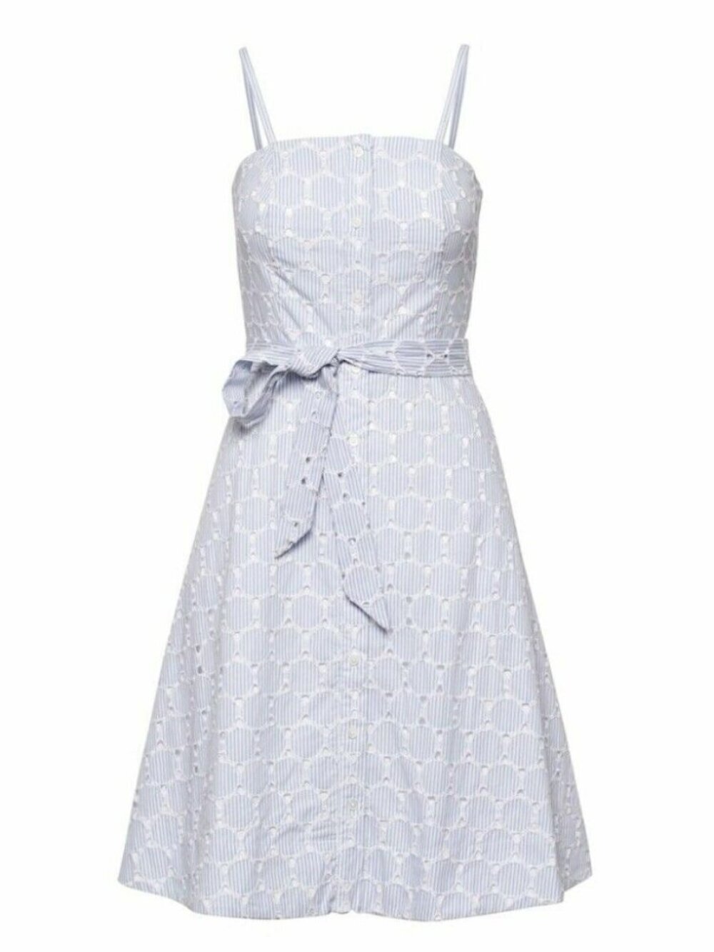 Banana Republic Eyelet Sundress Light Blue White Embroidered Size 8